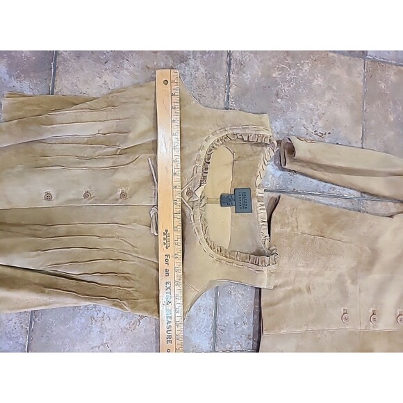 2 Pc John Paul Richard Uniform Leather Jacket Womens 10 Tan Suede Blazer & Top - Picture 16 of 16